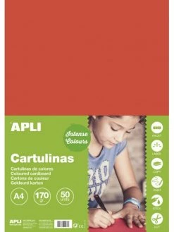 Apli Agipa Carton De Couleur Rouge A4 170 G 50 Feuilles - Apli