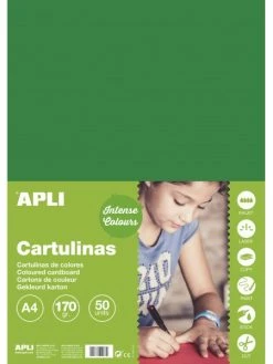 Apli Agipa Carton De Couleur Vert Foncé A4 170 G 50 Feuilles - Apli