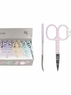 MDC Ciseaux à Broder Pointe Courbée Pastel à Pois 9mm Coloris Aléatoire