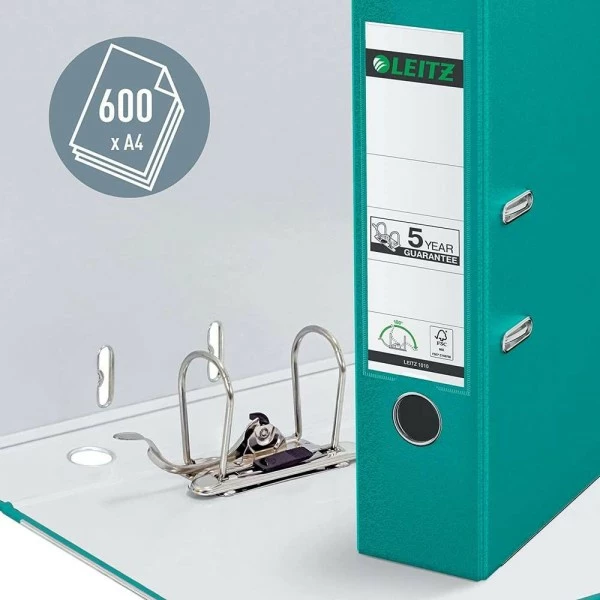 Leitz Classeur à Levier 180 Degrés, A4 - D80 Mm - Turquoise 1 Leitz Classeur à Levier 180 Degrés, A4 - D80 Mm - Turquoise
