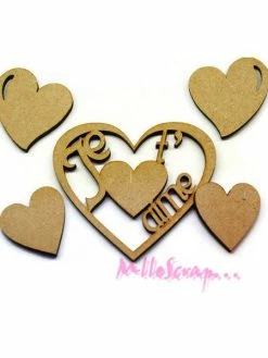 Cœurs Bois Boanita - 5 Pièces