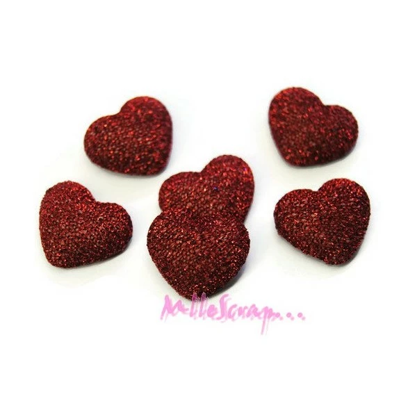 MlleScrap Cœurs Tissu Brillants Rouge - 6 Pièces 1 MlleScrap Cœurs Tissu Brillants Rouge - 6 Pièces