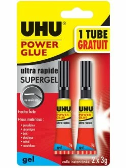 UHU® Colle Instantanée POWER GLUE Ultra Rapide SUPERGEL, 3 G