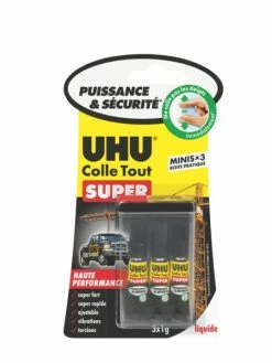 UHU® Colle Instantanée "Super Mini", 3 Tubes De 1 G.