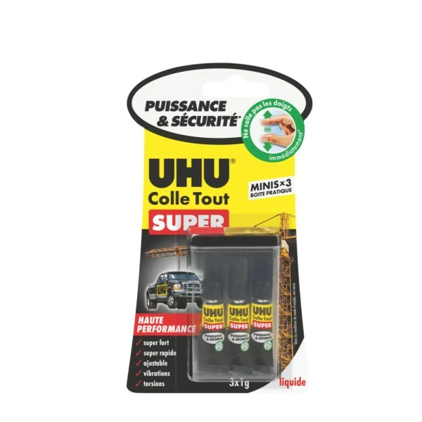 UHU® Colle Instantanée "Super Mini", 3 Tubes De 1 G. 1 UHU® Colle Instantanée "Super Mini", 3 Tubes De 1 G.