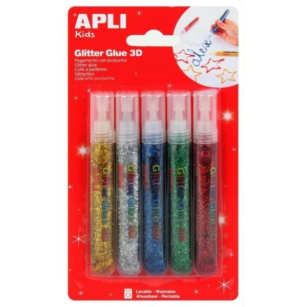 Colle Pailletée Métallisée APLI Kids - 5 X 13 Ml 1 Colle Pailletée Métallisée APLI Kids - 5 X 13 Ml