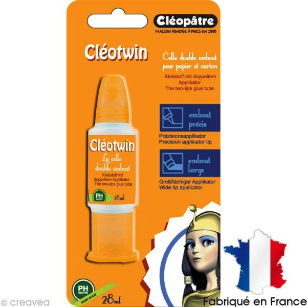 Cléopâtre Colle Scrapbooking Cléotwin 28 Ml - 2 Embouts 1 Cléopâtre Colle Scrapbooking Cléotwin 28 Ml - 2 Embouts