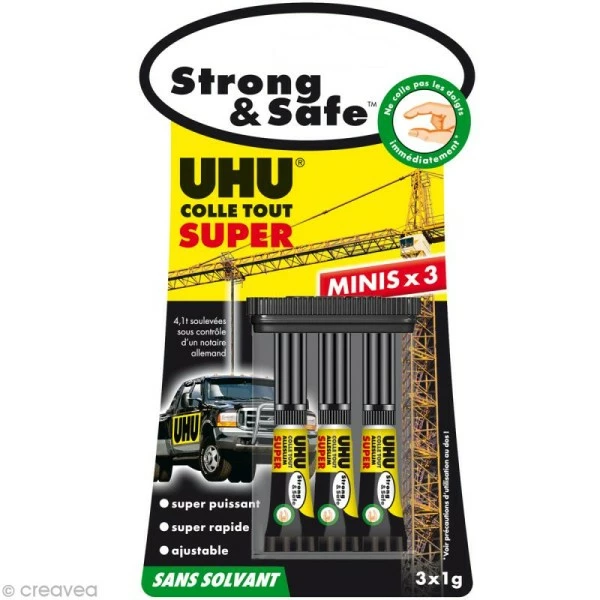 UHU® Colle UHU Strong & Safe - Tout Super - Sans Solvant 3 X 1 Gr 2 UHU® Colle UHU Strong & Safe - Tout Super - Sans Solvant 3 X 1 Gr – Image 2