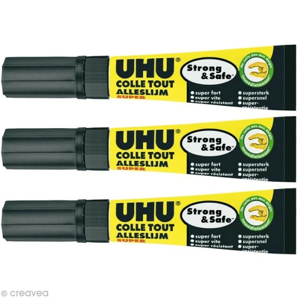 UHU® Colle UHU Strong & Safe - Tout Super - Sans Solvant 3 X 1 Gr 1 UHU® Colle UHU Strong & Safe - Tout Super - Sans Solvant 3 X 1 Gr