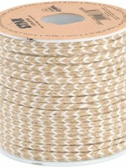 La Mercerie De Vally Corde De Jute Naturelle à Chevrons 3 Mm X 50 M Blanc