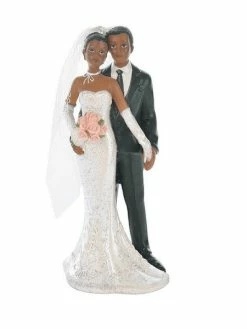 Hobi Couple De Mariés Métisse En Résine, 12,5 Cm, Figurines Noires De Pièce Montée
