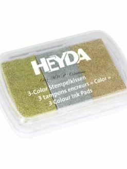 Heyda Coussin Encreur 9x6cm Trio Métallique, Encres Or Argent Cuivre