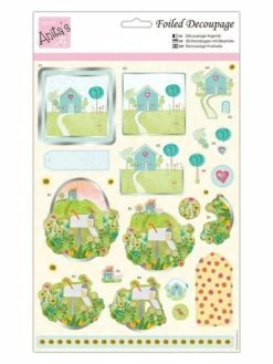 Anita's Craft Découpage Métallisé - Maison Sur La Colline - 21 X 30 Cm