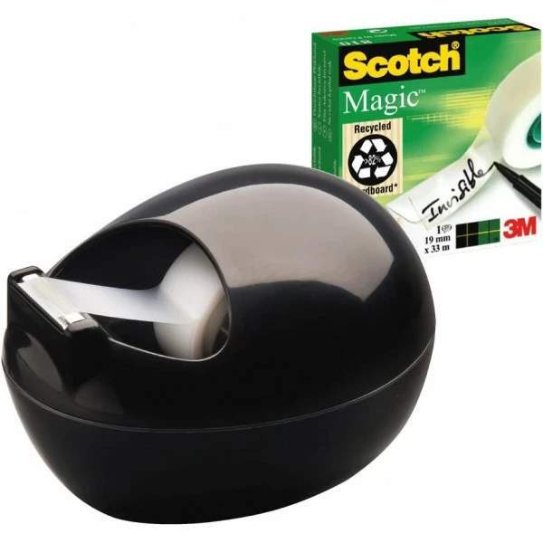 Dévidoir De Ruban Adhésif - Scotch - Noir - Forme De Galet - 3M 2 Dévidoir De Ruban Adhésif - Scotch - Noir - Forme De Galet - 3M – Image 2