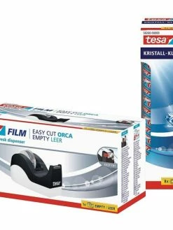 Tesa Dévidoir De Table Easy Cut Orca + 8 Rouleaux, Cristal