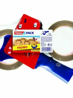 Dévidoir En Métal + 2 Rouleaux De Rubans Adhésif Tesa Basic Havane