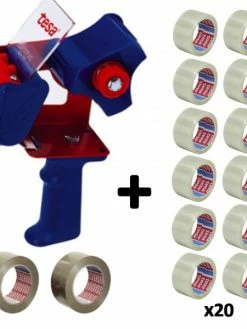 Dévidoir En Métal + 20 Rouleaux De Rubans Adhésif Tesa Basic Transparent