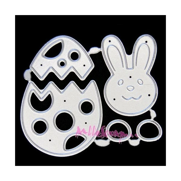 MlleScrap Die Cut, Matrices De Découpe Lapin De Pâques Dans Son Oeuf - 4 Pièces 1 MlleScrap Die Cut, Matrices De Découpe Lapin De Pâques Dans Son Oeuf - 4 Pièces