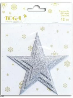Draeger By Toga Die Cuts Etoiles L'Or De Bombay - Argenté à Paillettes - 12 Pcs