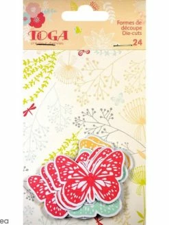 Draeger By Toga Die Cuts Papillons Orange Et Bleus - 48 X 36 Mm - 24 Pcs