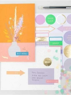 Rico Design DIY Personnaliser Sa Carte Florale - Vase Et Fleurs Orange