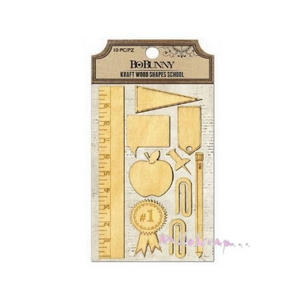 Embellissement Bois - Bo Bunny - 10 Pièces 1 Embellissement Bois - Bo Bunny - 10 Pièces