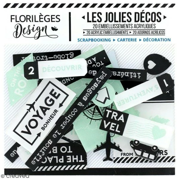 Embellissements Acrylique Florilèges Design - Invitation Au Voyage - 20 Pcs 1 Embellissements Acrylique Florilèges Design - Invitation Au Voyage - 20 Pcs
