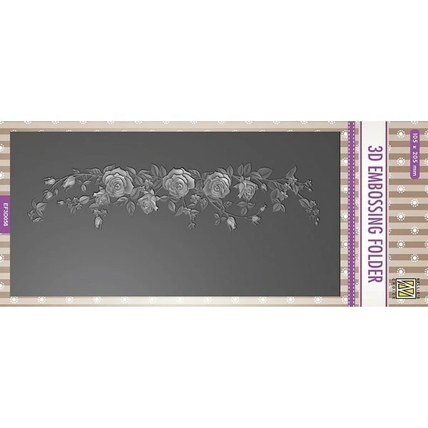 NELLIE S CHOICE Embossing Folder Classeur De Gaufrage 10 X 21 Cm BORDURE DE ROSES 056 1 NELLIE S CHOICE Embossing Folder Classeur De Gaufrage 10 X 21 Cm BORDURE DE ROSES 056