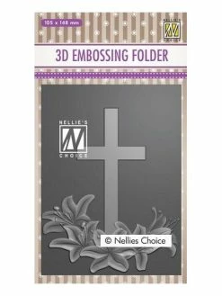 NELLIE S CHOICE Embossing Folder Classeur De Gaufrage 10,5 X 14,8 Cm CROIX FLEUR CONDOLEANCE 019