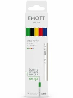 Uni Emott - Feutres D'écriture Et De Dessin Pointe Fine - Couleurs Vives - 5 Pcs