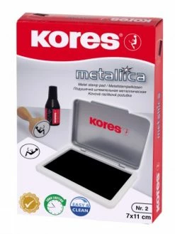 Encreur Pour Tampon - Recharge Pour Tampon - Noir Métallisé - 7x11 Cm - Kores - Stampo