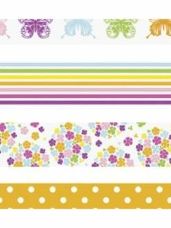 Czech Beads Exclusive Ensemble D'Auto-adhésives Bandes De Papier - Bandes, Des Papillons, Des Pois Et Des Fleurs 1.5cmx5m