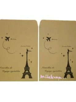 MlleScrap Enveloppes Voyage Paris Kraft - 2 Pièces