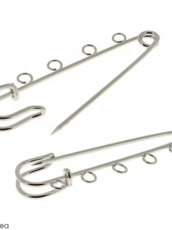 Lilou Blue Epingle à Nourrice à Décorer - 5 Trous - Argenté - 70 Mm - 2 Pcs