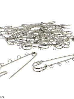 Lilou Blue Epingle à Nourrice à Décorer - 5 Trous - Argenté - 70 Mm - 20 Pcs