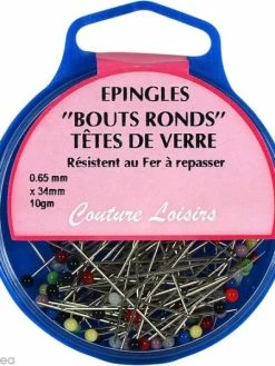 Couture Loisirs Epingles Bouts Ronds Têtes De Verre - 95 Pcs