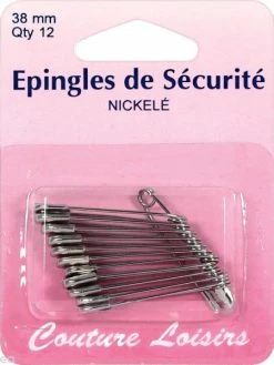 Couture Loisirs Epingles De Sécurité Grises Argentées - 38 Mm - 12 Pcs