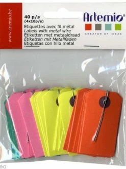 Artemio Etiquette En Papier Couleur Vives Avec Fil Métal X 40