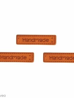 Rayher Etiquettes à Coudre - Simili Cuir - Handmade - 40 X 10 Mm - 3 Pcs