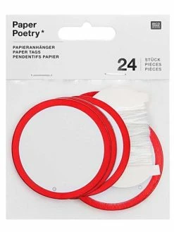 Rico Design Etiquettes à Suspendre Rondes Blanches à Contour Rouge -V-Zug shop etiquettes a suspendre rondes blanches a contour rouge p 2