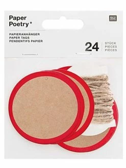 Rico Design Etiquettes à Suspendre Rondes Kraft à Contour Rouge -V-Zug shop etiquettes a suspendre rondes kraft a contour rouge p 2