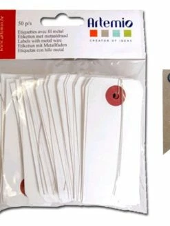 AUCUNE Etiquettes Blanches Fil Métal + 20 étiquettes Kraft Fanion