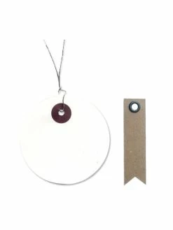 AUCUNE Etiquettes Blanches Rondes Ø 5 Cm Avec Fil Métal + 20 étiquettes Kraft Fanion