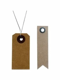 AUCUNE Etiquettes Kraft 4 X 2 Cm Avec Fil Métal + 20 étiquettes Kraft Fanion