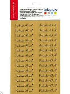 Artemio Etiquettes Kraft Autocollantes Love - 112 Pcs