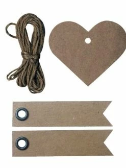 AUCUNE Etiquettes Kraft Coeur + 20 étiquettes Kraft Fanion