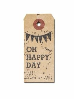 Artemio Etiquettes Kraft + Tampon Bois Oh Happy Day