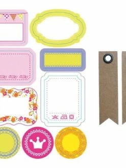 AUCUNE Etiquettes Repositionnables Roses + 20 étiquettes Kraft Fanion