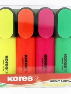 Etui De 4 Surligneurs Bright Liner - Pointe Biseautée - Kores