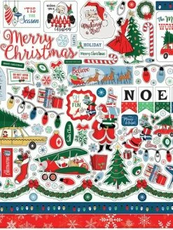 Feuille De Stickers 30cm X 30cm Merry Christmas Carta Bella